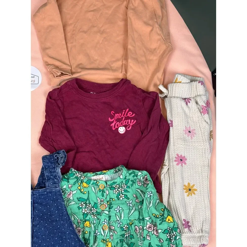 Baby Girl 12M Fall Winter Clothing Bundle 12 Pc Outfit Lot Overalls SKU #668